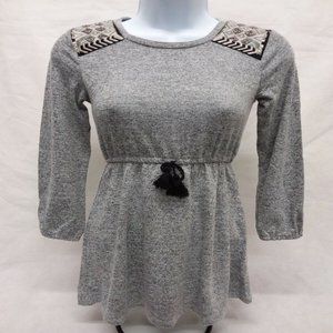 Women's Small Dex 3/4 Sleeve Gray Pullover Tunic Sweater